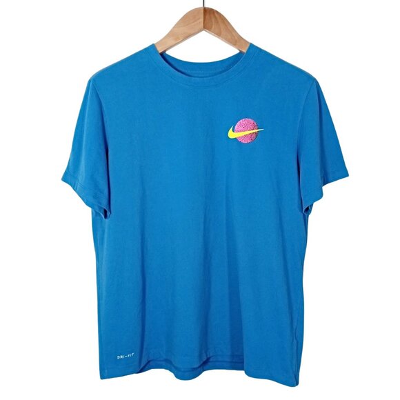 Nike Mens Dri Fit T Shirt Blue Cotton Blend JUST DO IT Graphic Size XL - Picture 2 of 8